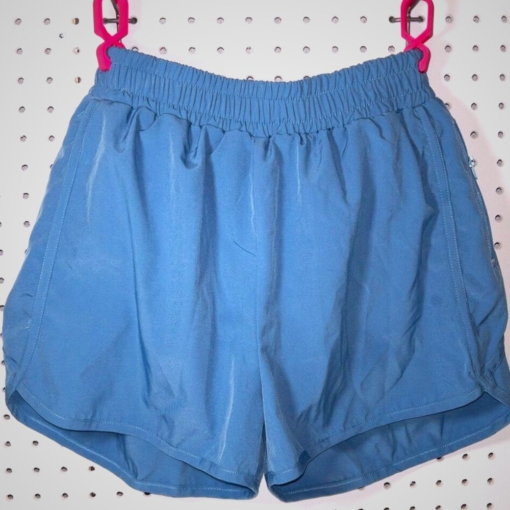 Doublju Elastic Baby Blue High Waisted‎ Shorts w/Zipper Pockets M
